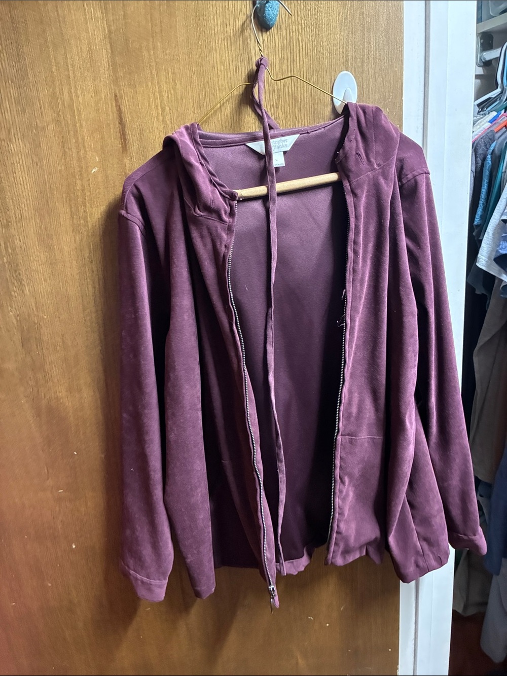 Christopher & Banks Plum Hooded Zip-Up Jacket